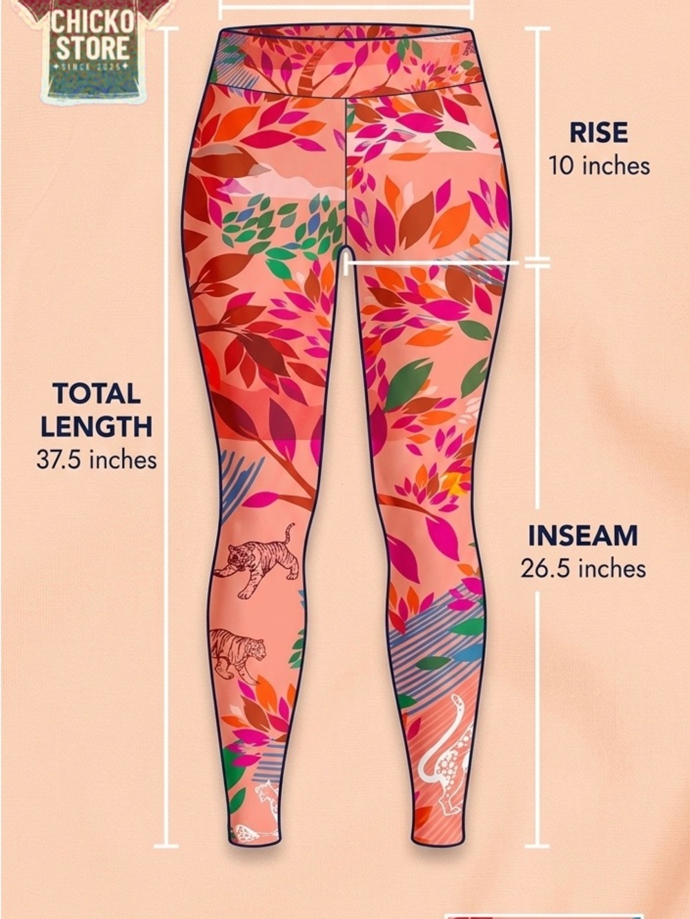 JESSIE ZHAO NEW YORK Tigers in the Garden  High Waist Yoga Leggings Medium 💪🏻 - Picture 5 of 11